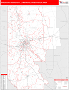 Shreveport-Bossier City Metro Area Digital Map Red Line Style